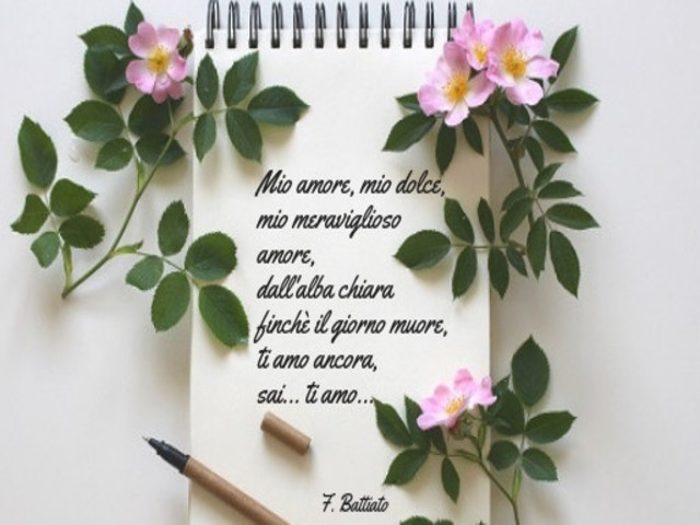 Mio amore, mio dolce meraviglioso amore, dall'alba chiara finché il giorno muore, ti amo ancora, sai...ti amo. F. Battiato