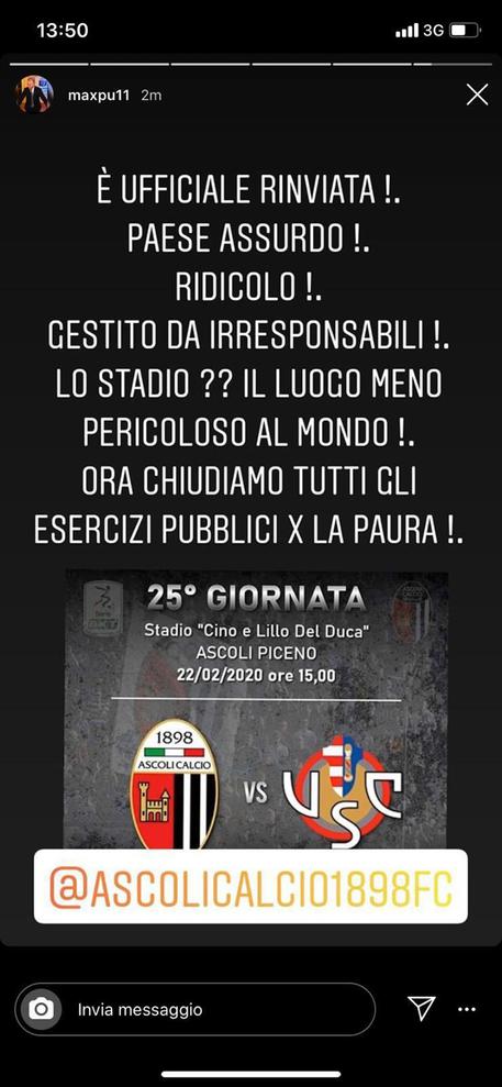 Ascoli, l'ira del presidente Pulcinelli: "Rinvio assurdo"