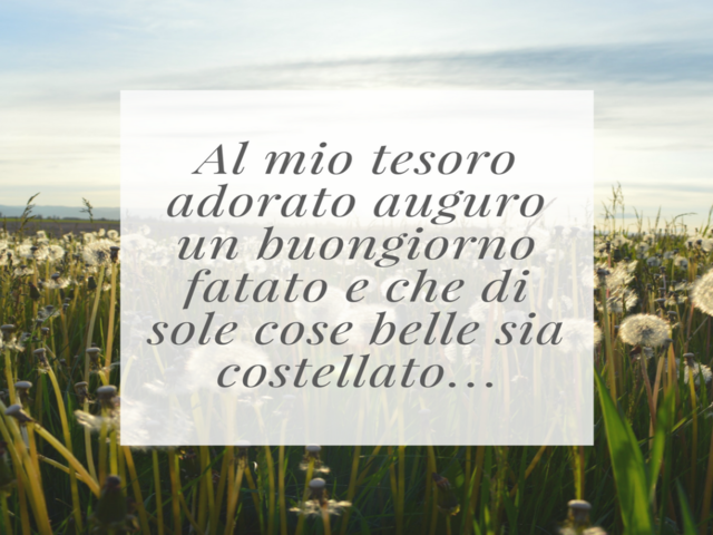 Al mio tesoro adorato auguro un buongiorno fatato e che di sole cose belle sia costellato...