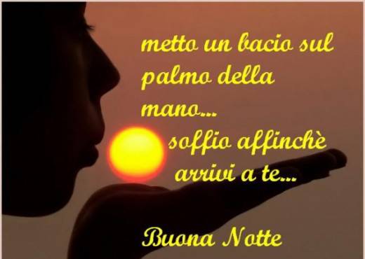 Metto un bacio sul palmo della mano ...soffio affinché arrivi a te...Buona Notte