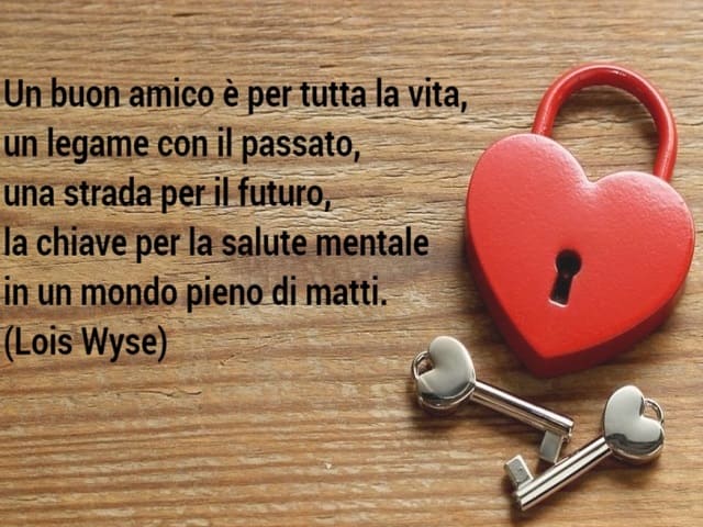 Un buon amico è per tutta la vita, un legame con il passato, una strada per il futuro, la chiave per la salute mentale in un mondo pieno di matti. (Loise Wyse)
