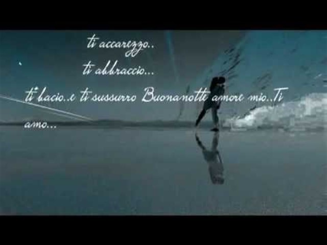 Ti accarezzo... ti abbraccio... ti bacio... e ti sussurro Buonanotte amore mio... Ti amo...