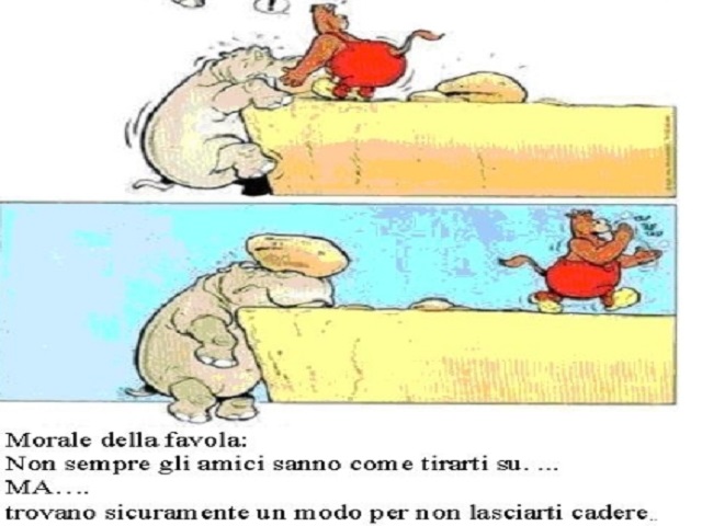 Morale della favola: non sempre gli amici sanno come tirarti su... MA... trovano sicuramente un modo per non lasciarti cadere.