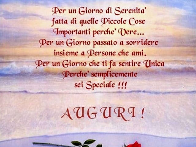 Per un giorno di serenità fatto di quelle piccole cose importanti perchè vere... Per un giorno passato a sorridere insieme a persone che ami. Per un giorno che ti fa sentire unica perchè semplicemente sei speciale!!! AUGURI!