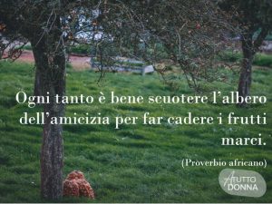 Ogni tanto è bene scuotere l'albero dell'amicizia per far cadere i frutti marci.(Proverbio africano)
