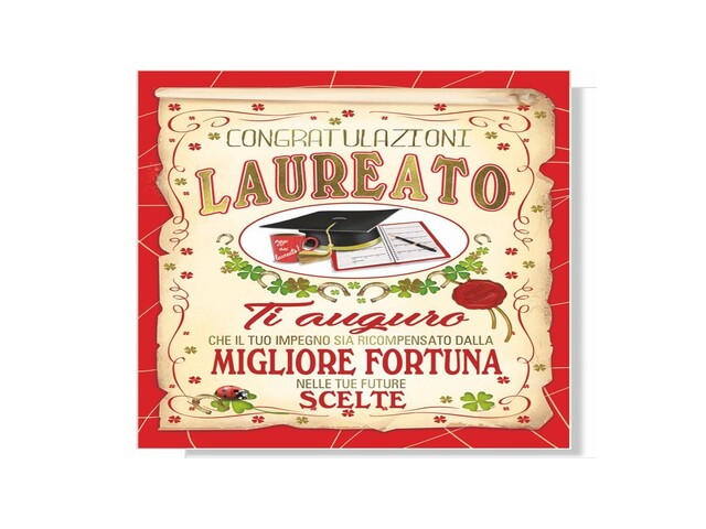 Congratulazioni Laureato. Ti auguro che il tuo impegno sia ricompensato dalla migliore fortuna nelle tue future scelte