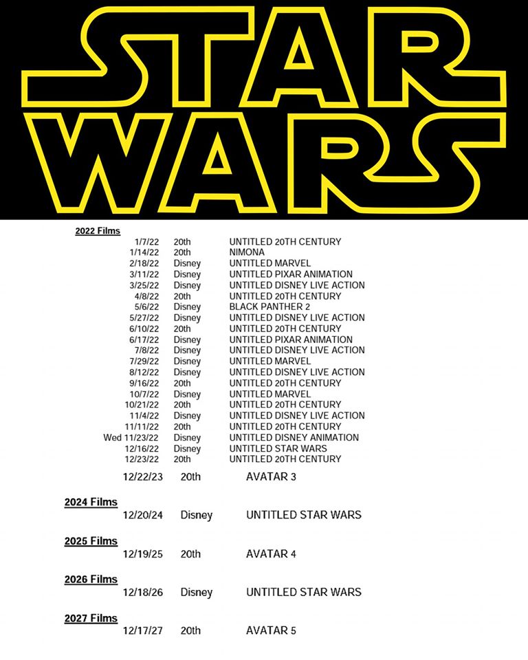 La programmazione aggiornata dei film Disney