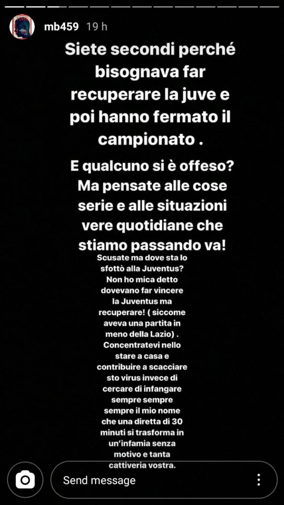 La "Story" di Balotelli su Instagram