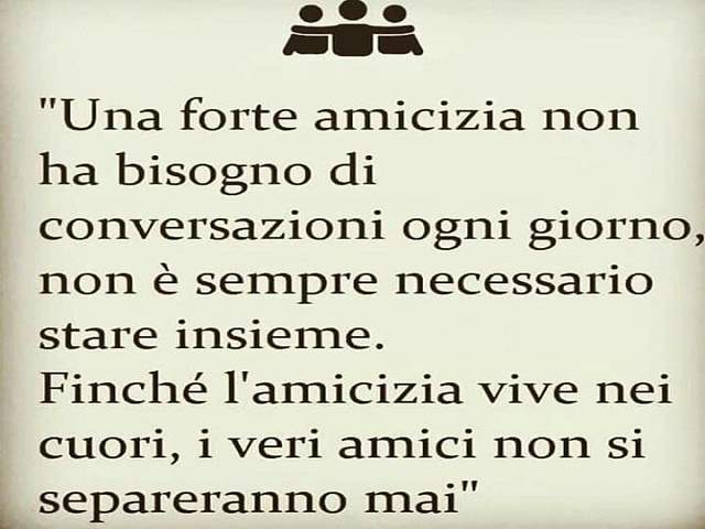 Una forte amicizia non ha bisogno di conversazioni ogni giorno, non è sempre necessario stare insieme.Finché l'amicizia vive nei cuori, i veri amici non si separeranno mai.