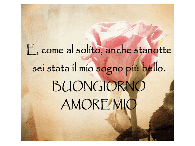 E come al solito, anche stanotte sei stata il mio sogno più bello. Buongiorno amore mio