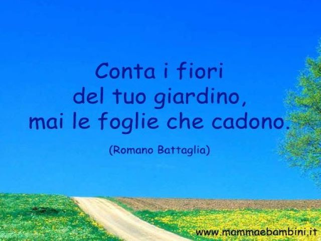 Conta i fiori del tuo giardino, mai le foglie che cadono.(Romano Battaglia)