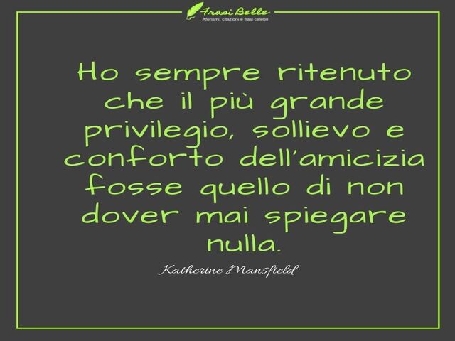 Ho sempre ritenuto che il più grande privilegio, sollievo e conforto dell'amicizia fosse quello di non dover mai spiegare nulla.