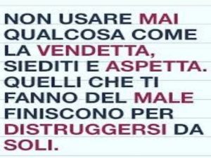 Non usare mai qualcosa come la vendetta, siediti e aspetta. Quelli che ti fanno del male finiscono per distruggersi da soli.