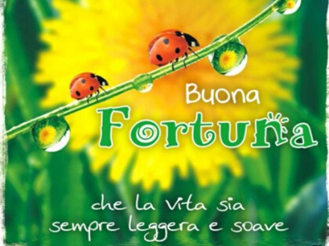 Buona fortuna, che la vita sia sempre leggera e soave