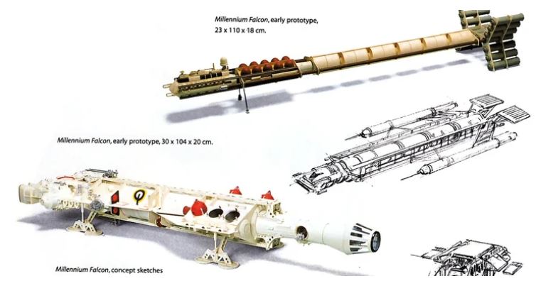 La concept art del primo design del Millennium Falcon