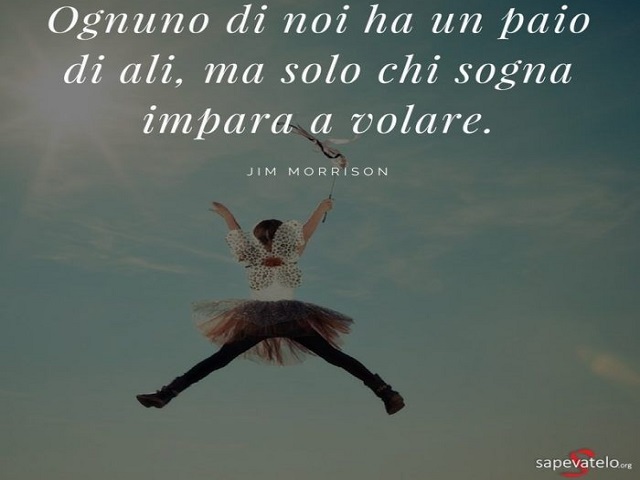 Ognuno di noi ha un paio di ali, ma solo chi sogna impara a volare. (Jim Morrison)