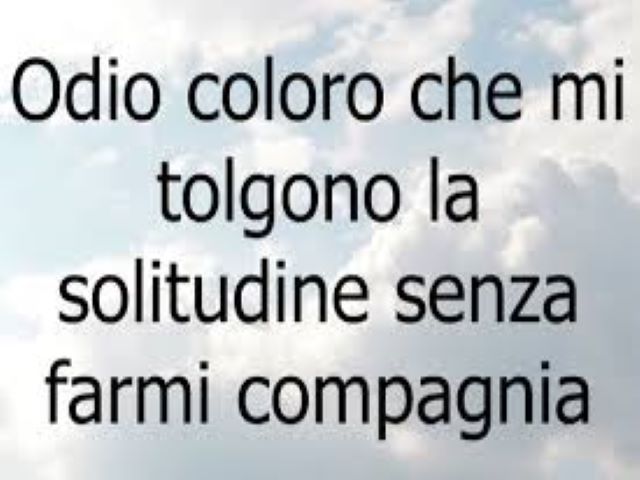 Odio coloro che mi tolgono la solitudine senza farmi compagnia.