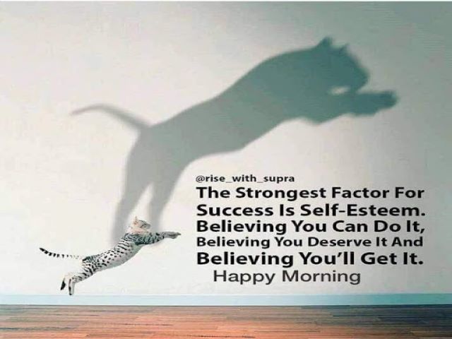 The stronger factor for success il self-esteem. Believing yu can do it, believing you deserve it and believing you'll get it.Happy morning.(Il maggior fattore di successo è l'autostima. Credere che puoi farcela, credere che te lo meriti e credere che ce l