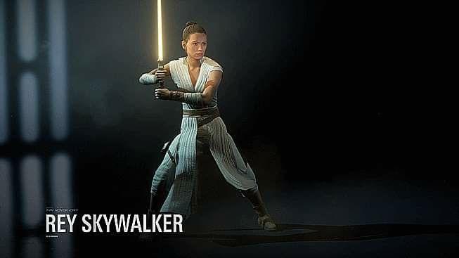 Rey con la sua nuova spada laser fiammante