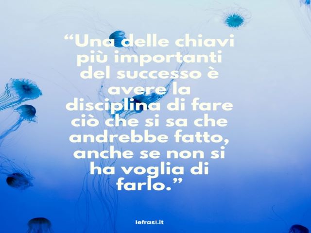 Una delle chiavi più importanti del successo è avere la disciplina di fare ciò che si sa che andrebbe fatto, anche se non si ha voglia di farlo.