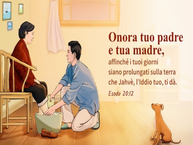 Onora tuo padre e tua madre, affinché i tuoi giorni siano prolungati sulla terra che Jahvè, l'Iddio tuo, ti dà.