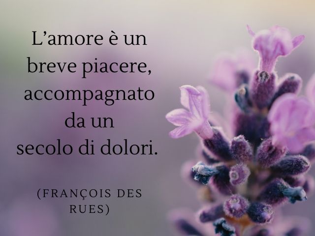 L’amore è un breve piacere, accompagnato da un secolo di dolori. (François Des Rues)
