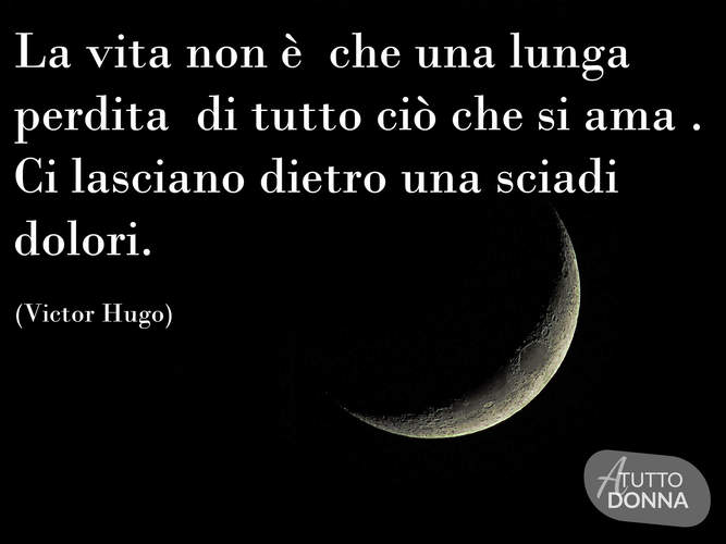 La vita non è che una lunga perdita di tutto ciò che si ama. Ci lasciamo dietro una scia di dolori. (Victor Hugo)