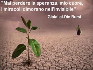 Mai perdere la speranza, mio cuore, i miracoli dimorano nell'invisibile.(Gialal al-Din Rumi)