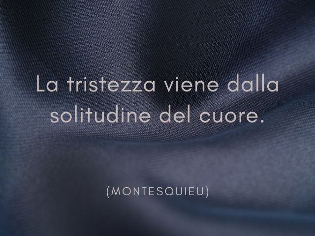 La tristezza viene dalla solitudine del cuore. (Montesquieu)