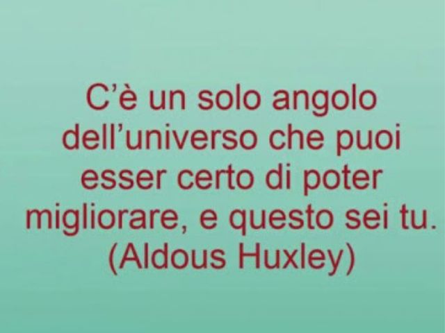 C'è un solo angolo dell'universo che puoi esser certo di poter migliorare, e questo sei tu.(Aldous Huxley)