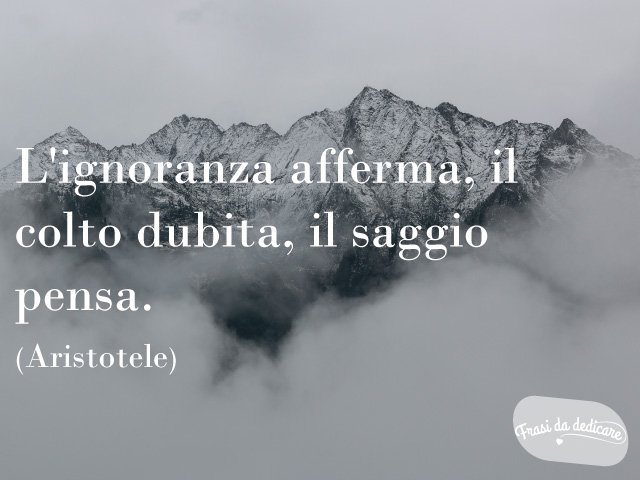 L'ignorante afferma, il colto dubita, il saggio pensa. (Aristotele)