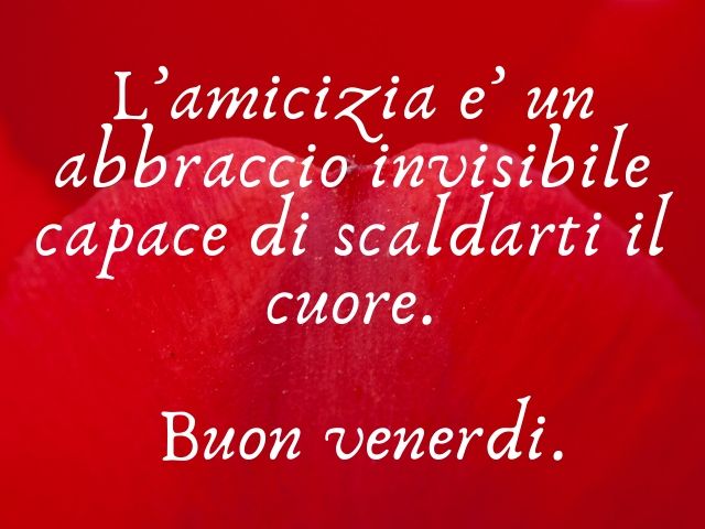 L'amicizia è un abbraccio invisibile capace di scaldarti il cuore.Buon venerdì.
