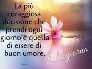 La più coraggiosa decisione che prendi ogni giorno è quella di essere di buon umore.Buongiorno!(Voltaire)
