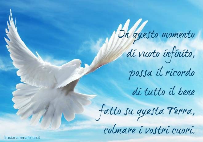 In questo momento di vuoto infinito, possa il ricordo di tutto il bene fatto su questa Terra, colmare i vostri cuori.
