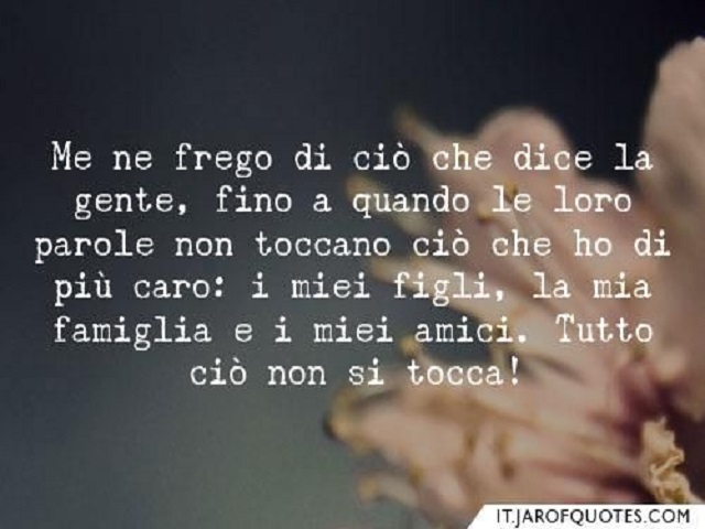 Me ne frego di ciò che dice la gente, fino a quando le loro parole non toccano ciò che ho di più caro: i miei figli, la mia famiglia e i miei amici. Tutto ciò non si tocca!