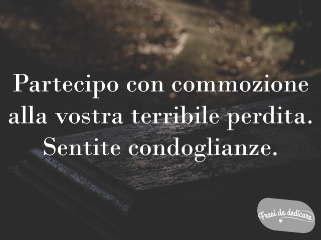 Partecipo con commozione alla vostra terribile perdita. Sentite condoglianze.