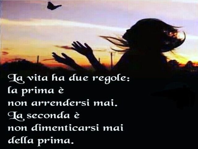 La vita ha due regole: la prima è non arrendersi mai. La seconda è non dimenticarsi mai della prima.
