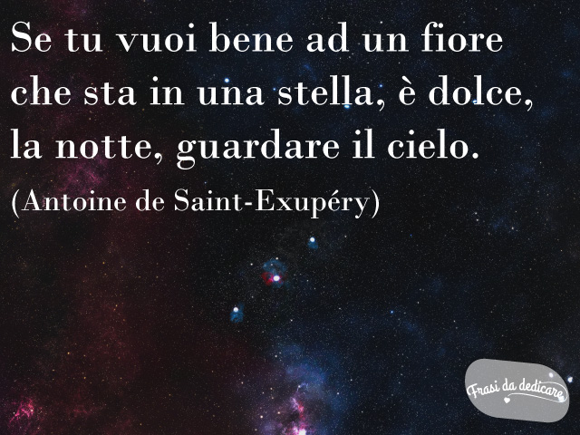 Se tu vuoi bene ad un fiore che sta in una stella, è dolce, la notte, guardare il cielo. (Antoine de Saint-Exupéry)