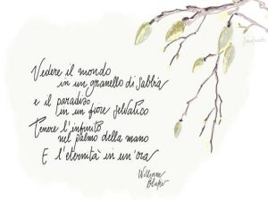 Vedere il mondo in un granello di sabbia e il paradiso in un fiore selvatico. Tenere l'infinito nel palmo della mano e l'eternità in un'ora.(William Blake)