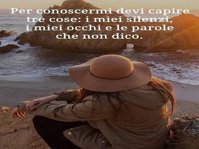 Per conoscermi devi capire tre cose: i miei silenzi, i miei occhi e le parole che non dico.