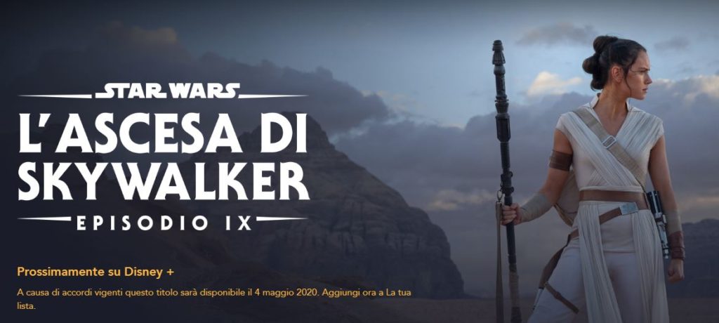 La scheda di Episodio IX su Disney+