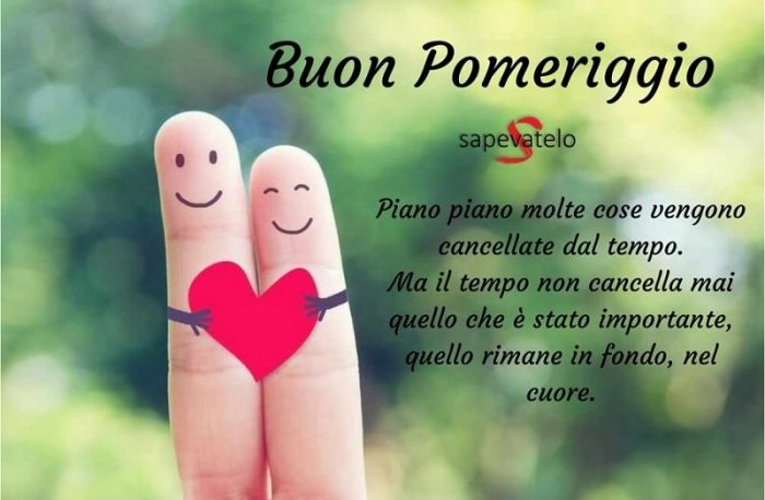 Buon pomeriggio. Piano piano molte cose vengono cancellate dal tempo. Ma il tempo non cancella mai quello che è stato importante . Quello rimane in fondo, nel cuore