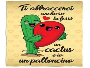Ti abbraccerei anche se tu fossi un cactus e io un palloncino.