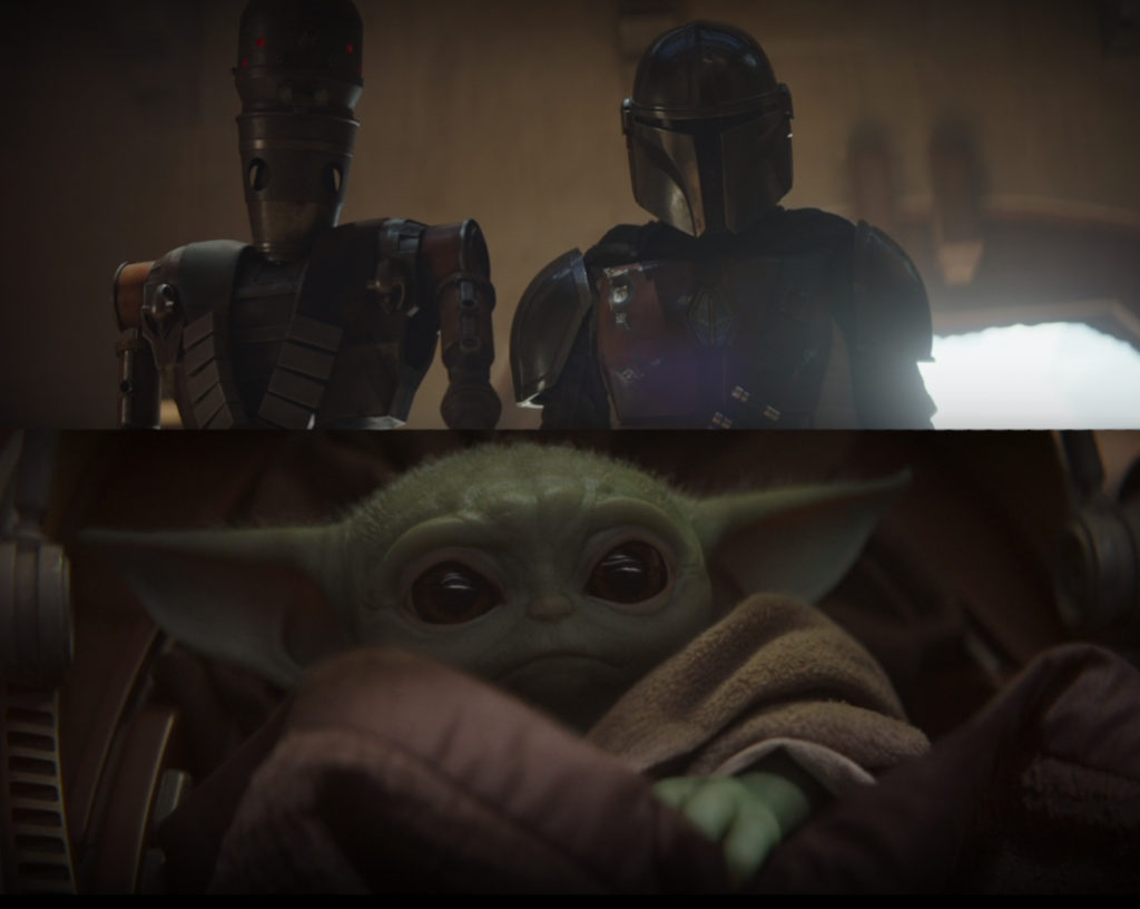 Mando e IG-11 incontrano Baby Yoda per la prima volta