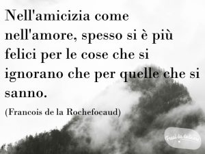 Nell'amicizia come nell'amore, spesso, si è più felici per le cose che si ignorano che per quelle che si sanno.(François de La Rochefoucauld)