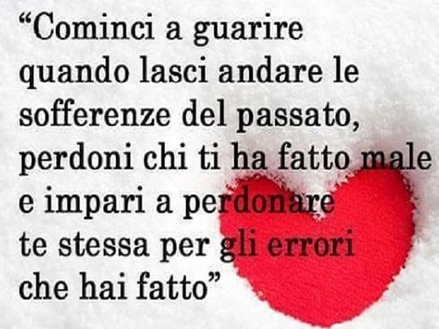 Cominci a guarire quando lasci andare le sofferenze del passato, perdoni chi ti ha fatto male e impari a perdonare te stessa per gli errori che hai fatto.