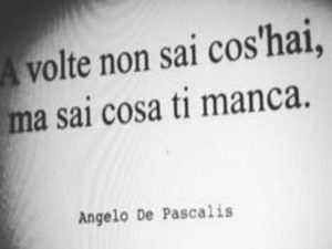 A volte non sai cos'hai, ma sai cosa ti manca.(Angelo De Pascalis)