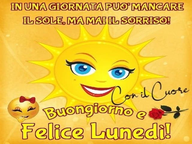 In una giornata può mancare il sole, ma mai il sorriso! Buongiorno e felice lunedì!