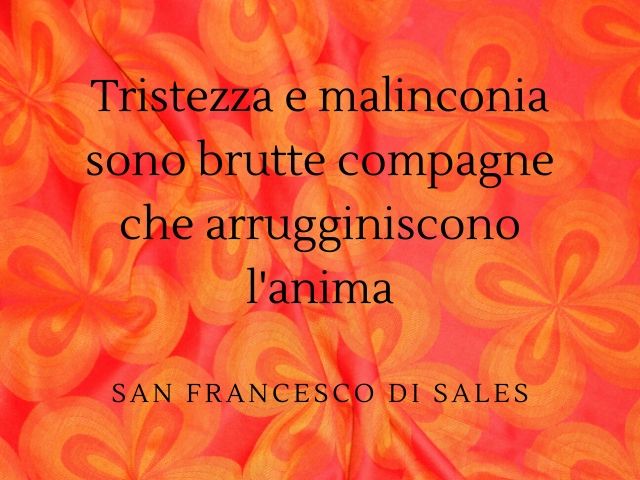 Tristezza e malinconia sono brutte compagne che arrugginiscono l'anima.(San Francesco di Sales)