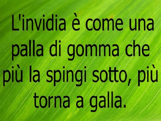 L'invidia è come una palla di gomma che più la spingi sotto, più torna a galla.